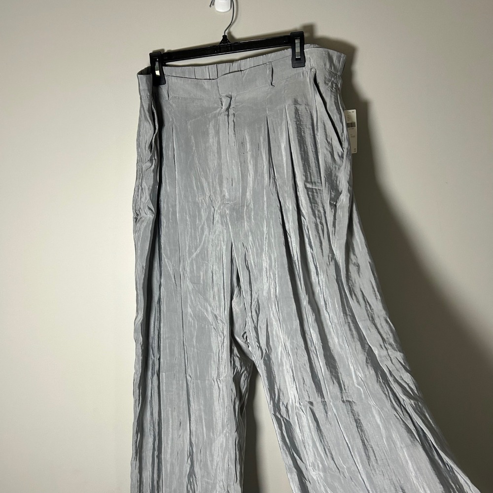 Maeve The Avery Pants Women XL Tall Grey Pleated Wide Leg Shimmer Anthropologie